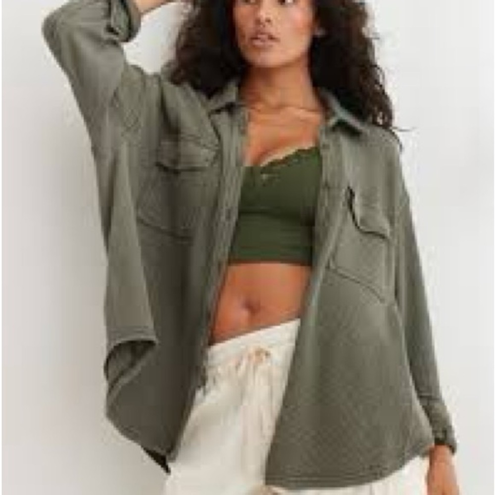 Aerie Lumber Jane Waffle Button Down